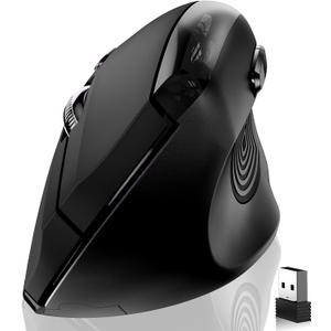 memzuoix Ergonomic Wireless Mouse, 2.4G Optical Cordless, 800/1200/1600 DPI, Vertical Computer Mouse for Laptop, Mac, PC, Desktop (Right Hand, Large) - Black