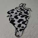Women Sexy Cow Print One Piece Swimsuit Bikini Set Halter Neck Beach Bathing Suit Swimwear Romper Nightgown