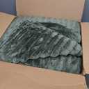 Exclusivo Mezcla Fleece Throw Blanket for Couch, Super Soft Striped Jacquard Bed Blanket, Lightweight Fuzzy Cozy for All Seasons, 50x60 Inches, Olive Green