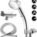 Marbrasse High Pressure Shower Head with Hose and Holder, 3-Settings Handheld Showerhead with Push Switch and Button to Control Water Flow for Saving Water,Removable Camper Shower Head