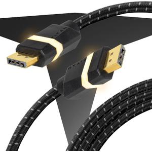 Titan DisplayPort Cable with LED Gaming Light, 2.0 DP Cable, 16K with 8K@120Hz and 4K@240Hz, 6 Ft Braided High Speed Display Port Cable, 80Gbps Data Transfer for Gaming Monitor, TV, PC, Laptop, 69250