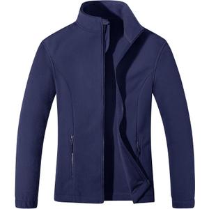 MAGCOMSEN Women's Fleece Jacket Zip Up Coat Lightweight Soft Warm Long Sleeve Jackets with Pockets for Winter (XX-Large, Navy)