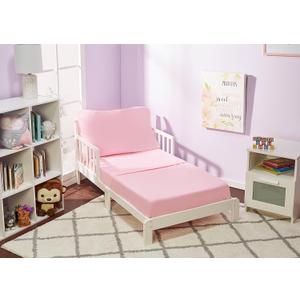 EVERYDAY KIDS 3 Piece Toddler Sheet Set - Soft Breathable Microfiber Toddler Bedding - Includes a Flat Sheet, a Fitted Sheet and a Pillowcase - Solid Pink