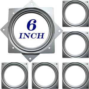 6Inch Lazy Susan Hardware, 6Pack Square Rotating Bearing Plate, 500lbs Capacity Lazy Susan Turntable Bearing for for Serving Trays, Kitchen Storage Racks, Craft Table, Zinc Plated Steel Swivel Plate