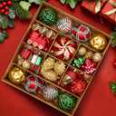 JOYIN 82 Pcs Assorted Christmas Ornaments Ball Set, 3.15'' Red Gold Green Deluxe Tree Hanging Christmas Ornaments, Xmas Shatterproof Indoor Decorations for Tree Holidays Party Wedding Decor Events