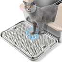 Large Cat Litter Box Step Mat, 16.5"x11.2" Cat Ramp Stairs, Cat Litter Catcher for Self-Cleaning Litter Box, Cats Pedal Step Stool Ideal for Kitten & Older Cats (Light Grey)