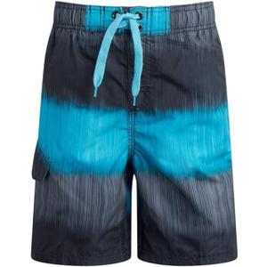 Kanu Surf Men's Mirage Swim Trunks (Regular & Extended Sizes), Zipline Black/ Aqua, 8