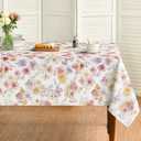 Horaldaily Spring Tablecloth 60x104 Inch Rectangular, Pink Lavender Watercolor Flowers Washable Seasonal Table Cover for Party Picnic Dinner Decor