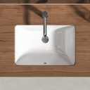 Enbol Undermount Bathroom Sink Rectangle 18x13 Inch White Ceramic Vessel Sink Under Counter Lavatory Vanity Vessel Sink with Overflow ECU1611