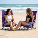 Beach Chairs for Adults Purple 2 Pack | High Back, Low Profile, 22.5" Wide, Headrest, Breathable Mesh, Portable, Outdoor, Beach, Concert
