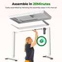 Electric Standing Desk with Drawer, 35" x 20" Whole Piece Tabletop Small Sit Stand Desk, Height Adjustable Desk with Storage & USB Ports, Quick Install Home Office Computer Desk, White