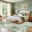 RELEANY Washable Area Rugs 2'x3' Non-Slip Modern Abstract Soft for Living Room Entryway Bedroom Nursery, Print Pattern, Light Green/Yellow