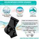 INDEEMAX Ankle Brace for Sprained Ankle Compression Sleeve, Copper Infused Ankle Support Brace for Women & Men, Plantar Fasciitis Relief Achilles Tendonitis, Sports Running, Silver Black, L