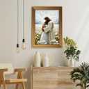 Vintage Gold Framed Jesus Wall Art Jesus Hugging Girl Christian Canvas Prints God Embracing Woman Picture Religious Beliefs Spiritual Painting Poster Artwork for Living Room Bedroom Church