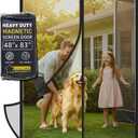 Magnetic Screen Door, IKSTAR Mosquito Net, Keep Bugs Out, Let Cool Breeze in - Self Sealing Magnets - Retractable Mesh Closure - Curtain Works with Pets, Sliding Door, Single-4682" (Fit Door Size To 48"83")