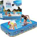Pattern Inflatable Swimming Pool (120" x 72.8" x 23.6") Built-in Air Pump Inflatable Kiddie Pool, Family Pools for Kids and Adults - Self Inflating Backyard Blow Up Pool for Toddlers & Babies (Large)