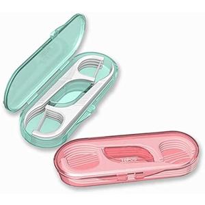 Setaria Viridis Flosser Dispenser Dental Floss Case Travel Floss Professional Toothpicks Sticks with Travel Case Superfine Floss Picks Dental Picks for Teeth Cleaning