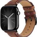 Wristitani Leather Bands Compatible With Apple Watch Bands Size: 38/40/41/42mm(Series 10) for Men,Genuine Leather Replacement Straps for iWatch Ultra3/2/1 SE3/2/1 (Brown/Black Buckle)
