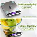 Atogou Food Scale, 33lb/ 15kg Digital Kitchen Scale with Full View LCD Display, Durable Stainless Steel Surface, for Cooking, Baking, Meal Prep Black