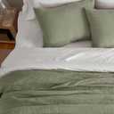 EVERGRACEHOME Cotton Coverlet Set King Size 3 Pieces, Lightweight Soft Ribbed Matelassé Bedspread Quilt Set, Cozy Oversized Quilted Bedding Set with 2 Pillow Shams for All Seasons, Light Sage Green