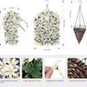 Hoppwodd Artificial Flower for Outdoors 4pcs Fake Lily Hanging Flower Baskets for Outside UV Resistant Silk Faux Long Trailing Vines for Garden Porch Patio, White