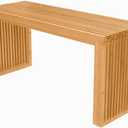 Bamboo Dining Bench, 35 Inch Farmhouse Decor Indoor Kitchen Table Bench with Outdoor & Entryway Functionality (Long, Nature)