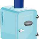Frigidaire EFMIS171-BLACK Retro Mini Portable Personal Fridge - Ideal for Home, Office or Dorm - Features Active Cooling Can Holder on Top - Includes Carrying Handle, AC/DC Wall/Car Charger - Blue