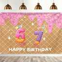6 7 Birthday Decoration Backdrop,I was 6 Now I'm 7 Birthday Backdrop Banner, Ice Cream Drip Sweet Funny Number Pattern Wall Background for Girl Boy 7th Bday Party Decoration