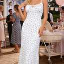 Belle Poque Floral Dress for Women Summer Backless Spaghetti Strap Dresses Cami Dresses Tea Party Dress (XL)