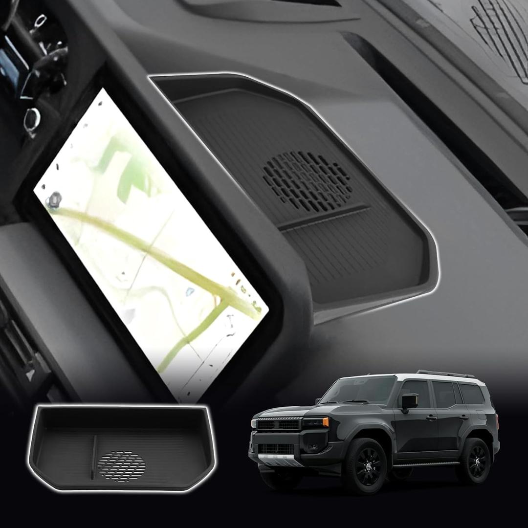 SXCY for 2024 2025 Toyota Land Cruiser Screen Back Organizer 2024 2025 Land Cruiser Dashboard Tray 2024+ Land Cruiser Accessories 2025 Land Cruiser Behind Screen Organizer (Silicone w/Speaker Hole)
