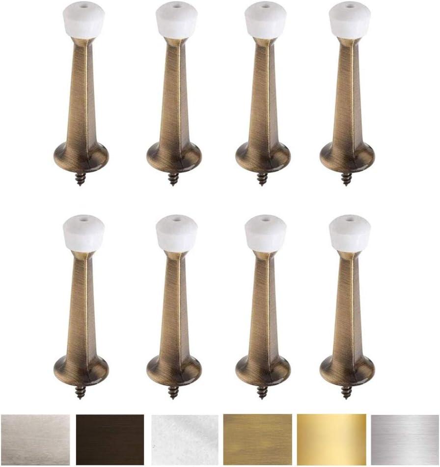 Liberty Premium Door Stoppers Metal Solid Rigid Door Stop Brushed 3" (Antique Brass, 8 Pack)
