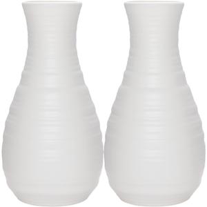 2 Pack Composite Plastics Flower Vase, Unbreakable Ceramic Look Vase for Home Decor Centerpieces, Arranging Bouquets (White)