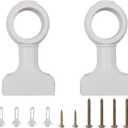 Antrader Curtain Rod Holders,2Pcs Wood Curtain Rod Holder,Wood Curtain Brackets for 1-1/2"(35mm) Pole,White