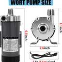 Magnetic Beer Pump Wort Pump for Brewing, 304 Food Grade Stainless Steel Head Brew Pump Magnetic Drive Pump with Inline Switch & 1/2" NPT Thread (Gray)