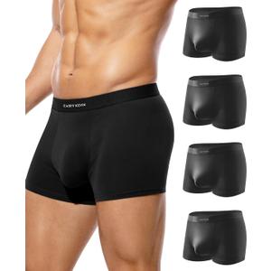 Casey Kevin Mens Boxer Briefs Soft Cotton Underwear Moisture-Wicking Breathable Trunks Tagless Underpants for Men Pack (Black, L)