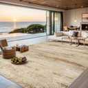 Area Rugs 9x12 Living Room - Washable Rug Modern Abstract Soft Large Neutral Non-Slip Carpet Indoor Floor Stain Resistant Thin Carpets for Bedroom Dining Room Farmhouse Nursery Home Office Beige