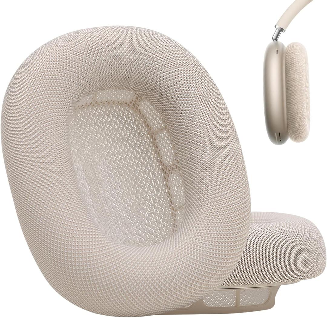 Starlight Ear Cushions Replacement for AirPods Max with Mesh Fabric, Silicone Gel& Soft Memory Foam (2024 Starlight)