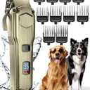 Oneisall Dog Clippers for Grooming for Thick Heavy Coats/Low Noise Rechargeable Cordless Pet Shaver with Stainless Steel Blade/Waterproof Dog Shaver for Dogs Pets and Animals (Gold)