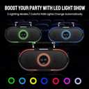 RHM K666PLUS Karaoke Machine with 2 Wireless Mics & Beat-Sync LED Lights, 60W Rich Stereo Sound, Voice Beautifier, 7 Hours Playtime, Bluetooth/AUX/USB/PC Connection, for Indoor & Outdoor Parties