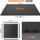 0.56'' Thick 12 Pcs 48 Sq Ft Non-Slip Rubber Top Exercise Equipment Mats, High Density EVA Foam Mats with Rubber Top, Interlocking Puzzle Gym Flooring for Home Gym, Workout Floor Mats, Black