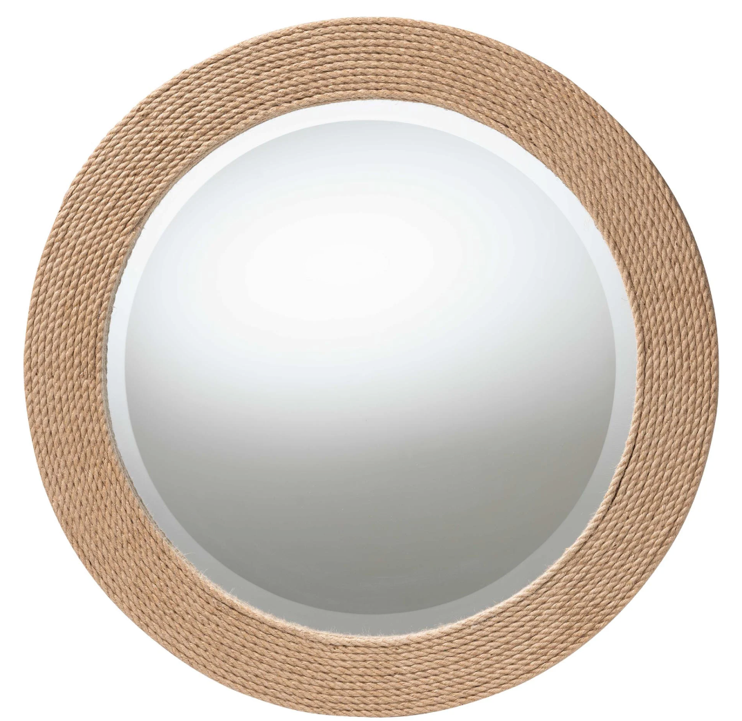 Baxton Studio Bali Pari Nieva Natural Brown Round Mirror, 30"