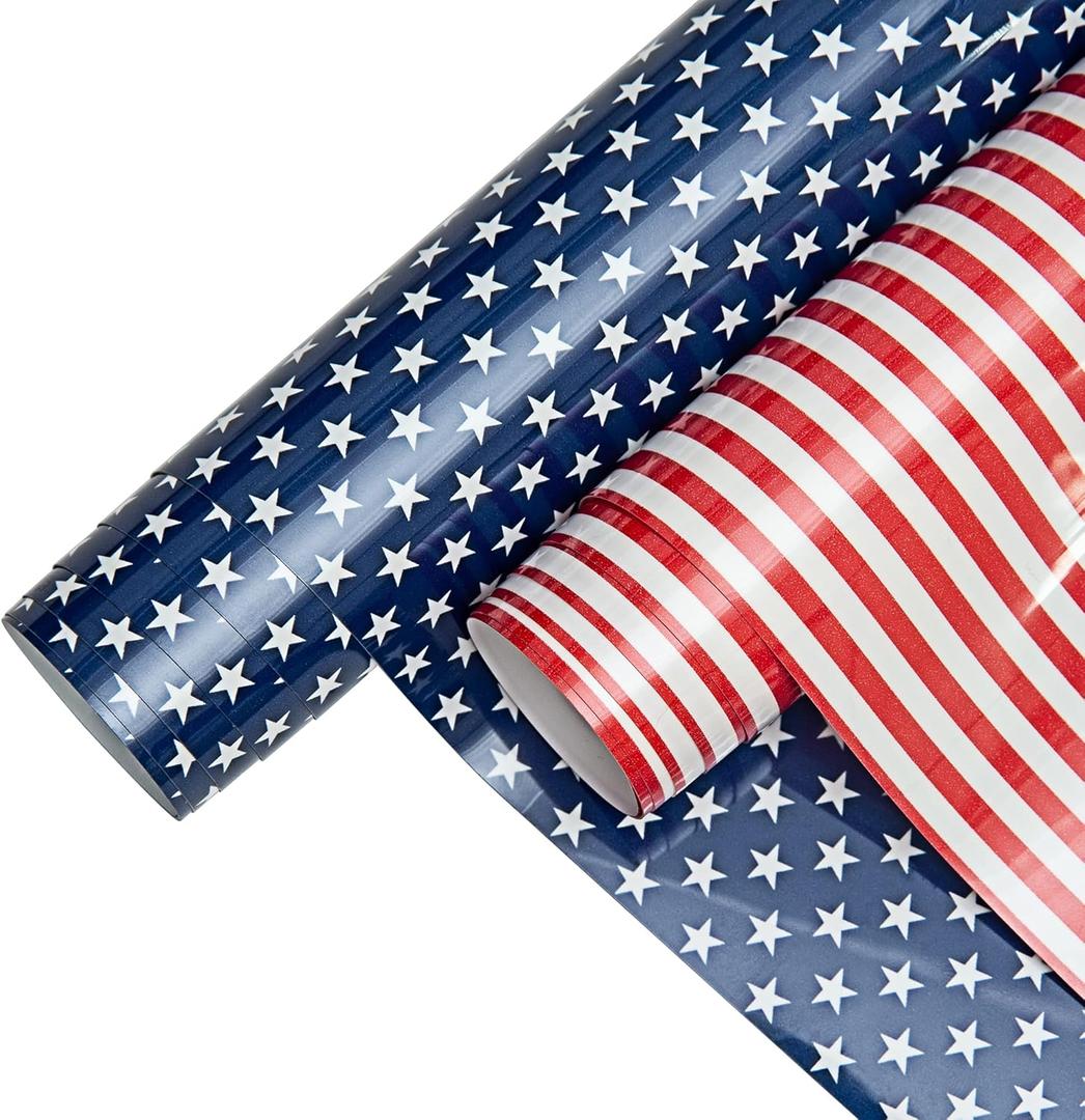 America Flag Vinyl 2 Pcs 10'' x1 Yard,USA Flag Patriot Pattern PU Iron-On HTV Vinyl for T-Shirts Craft DIY,Stars Heat Transfer Vinyl Compatible with All Cutters (Flag Theme)