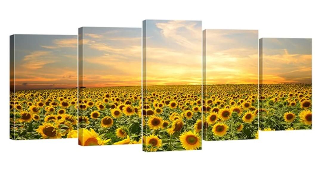 Wieco Art Sunflowers Canvas Prints Wall Art Landscape Pictures Paintings Ready to Hang for Living Room Bedroom Home Office Decorations Modern 5 Panels Stretched and Framed Yellow Flower Wieco Art Sunflowers Canvas Prints Wall Art Landscape Pictures Paintings Ready to Hang for Living Room Bedroom Home Office Decorations Modern 5 Panels Stretched and Framed Yellow Flower