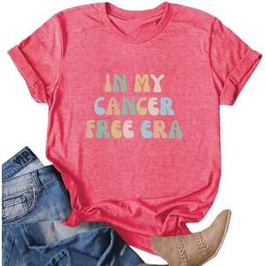 Womens Breast Cancer Shirts Pink Ribbon Cure Breast Cancer Awareness Tshirts Short Sleeve Tops, Pink, M