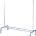 JIUYOTREE Metal Clothing Rack 43.3 Inches Clothes Garment Coat Rack with Bottom Shelf Clothing Rack for Hanging Clothes Coats Skirts Shirts Sweaters Silver Gray (43.3"W x 15.75"D x 61"H without wheels, Grey)