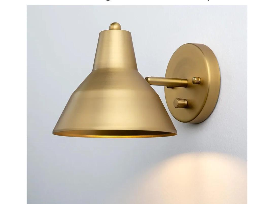 Yosoan Indoor Vanity Wall Sconce with Dimming On Off Switch, 1-Light Hardwired Vintage Wall Mount Metal Lamp Fixture with 6.89" Bowl Metal Shade in-Build Gold Bedside Reading Bedroom Bunk(Antique)
