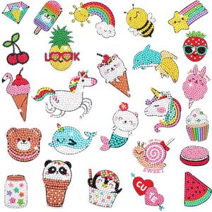 Cymbana 5D Painting Diamond Stickers Kits 25 Pcs Diamonds Dots Arts and Crafts for Kids Ages 6-8 8-12 Contains Unicorn, Mermaid, Cat