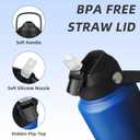 BJPKPK Insulated Water Bottle with Straw Lid, 40oz Large Thermo, BPA Free Leak Proof Stainless Steel Metal Water Bottles, Tumblers, Cups, Flasks for Travel, Sports,Black Blue