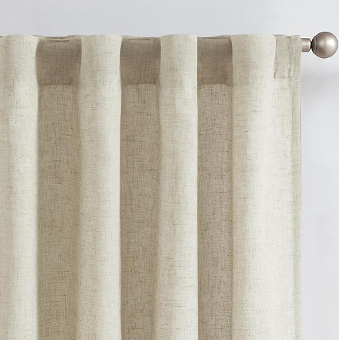 jinchan Oat Linen Blend Curtains for Living Room 84 Inch Length 2 Panels Curtains for Sliding Glass Doors, 50 Inch Wide Farmhouse Drapes with Rod Pocket Back Tab(50W x 84L, Oat)