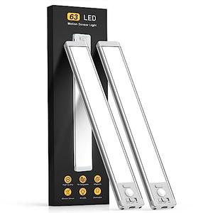 Under Cabinet Lighting, 14.7" Rechargeable Motion Sensor Light Indoor, 2 Pack Magnetic Dimmable Closet Lights, Wireless Under Counter Lights for Kitchen, Stairs,Hallway